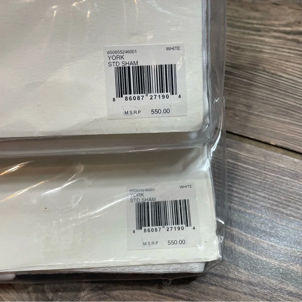 Ralph Lauren Set 2 York Standard Shams Textured 100% Cotton White‎ NEW $1100
